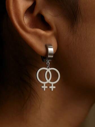 2件/套 女同性恋爱情不锈钢耳环