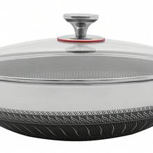eusmeyusnt Skillet mit Deckel, Tri-Ply Edelstahlpfanne, Kochpfanne, 34/36cm Non-Stick Paella Pfanne, Skillets und Bratpannen, Antiklebstoffen Küchenofen Safe Skillet - Silber - Übersicht 9