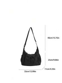 Plaid Women's Shoulder Bag, Casual Versatile Foldable Zipper Closure Adjustable Strap Handbag, Suitable For Daily Use, Students/College, Minimalist Cute Pleated Multi-Pocket Drawstring Front Pocket Tote - Multicolor - View 11