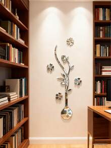 3D花瓶墙贴 - 色彩鲜艳的3D亚克力花瓶墙贴，自粘式，闪光表面，易于粘贴，可移除且可重复使用，是客厅和电视背景墙装饰的理想之选。