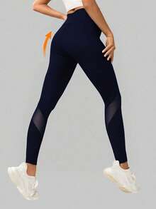 Pantalones ajustados deportivos ligeros y transparentes multicolor con piezas unidas que elevan la cadera y comprimen el abdomen para mujer pantalones base,leggins casuales para mujer - azul real - Ver 2