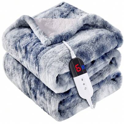 Samebed Electric Heated Blanket, Perfect Christmas Gift, Soft Flannel & Sherpa, 5 Heat Settings, 10-Hour Auto Shut-Off, Machine Washable