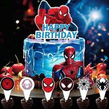 Set de 16 piezas de decoraciones para pastel con los personajes de Spidey y sus Amigos Increíbles, para fiestas de cumpleaños de niños, baby shower y fiestas de Spiderman - Multicolor - Ver 4