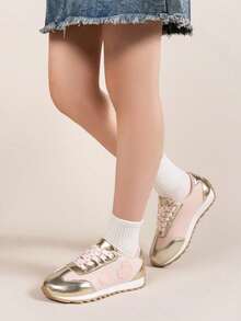 Girls' Heart-Shaped Pink Princess Casual Sneakers, Breathable & Comfortable, Suitable For Outdoor, Daily Wear, And Children's Sports - Pink - View 10