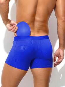 1 Piece Of Men's Simple, Iice-Weave Mesh, Breathable, Soft, And Crotch-Defining Four-Corner Underwear, Including A Comfortable, Elastic Pad For The Buttocks, Along With A Plain-Cut Underwear Piece  Butt Lifting Padded Men's Panties For Gym, Workout & Daily Casual Wear New Model With Butt Pad, Men's Underwear, Mesh And Breathable, Open-Hole Design, Long-Leg, Flat-Bottom Briefs, Men's Elastic And Comfortable, Four-Corner Design, Home-Use, Slim-Fit, Short Short  Men's Mesh Breathable Boxer Briefs, Letter Print Elastic Waistband Underwear, Comfortable Stretchy Quick Dry Trunks, Butt Lifting Padded Men's Panties For Gym, Workout & Daily Casual Wear Machine Washable Great Gift For Men, Christmas, Holiday Ideal Valentine's Day, Anniversary, Birthday, Wedding, Father's Day Gift For Boyfriend, Husband, Him, Perfect For Fitness Guys - 淺藍色 - 查看 2