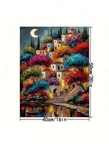 1pc DIY Adult Paint By Numbers Kit  Featuring Colorful Italian Village Decorative Painting, Easy For Beginners. Number Painting Game Simple Frameless DIY Art, Bright Colors, Rich Painting, Ideal For Home Wall Decor, Family Activity, Father's Day, Mother's Day, Halloween, Christmas, Holiday Gifts And Presents, 16 X 20 Inch Number Paint - 彩色 - 查看 8