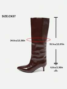 Fall/Winter 2025 Summer New Pointed Toe High Heel Thigh High Boots, Button Patchwork Reversible Design For Women,Kitten Heels - Burgundy - View 8