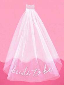 1pc Bride To Be Veil Headband With Comb, Wedding Bridal Veil, Bachelorette Party Accessory - White - View 5