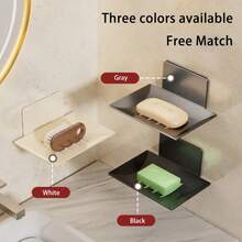 Caja deón de acero al carbono negra, caja deón para baño montada en la pared no perforada, soporte paraón de baño, estante de almacenamiento deón 2025, 1. - gris pistola - Ver 4