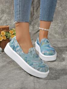 Mocasini sport casual cu vârf rotund, fără mâneci, pentru femei, talpă moale, talpă groasă, pantofi la modă, cu platformă plată, 2024