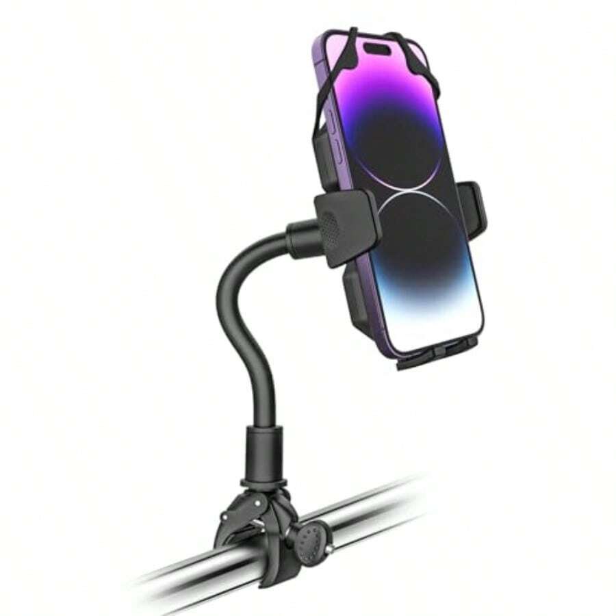 Spin Bike Phone Mount Gooseneck Exercise Bike Phone Holder [One Button Release] Universal Indoor Cycling Bike Phone Clip Stand For IPhone 15 14 13 Pro Max Galaxy 23 More 47" Smartphones - Black - View 1