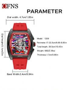 OFNS 1209 新款炫彩表盘酒桶造型男士腕表，带夜光功能，防水运动石英表，经典男士腕表 - 均碼 - 查看 9