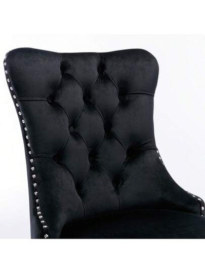 Furniture, Nikki Moderne Collection, High End Upholstered Solid Wood Contemporary Dining Stoel Chrome Stainless Steel Legs Nail Ornament, Set Of 2, Grijs Chrome, DE1701GY view 8