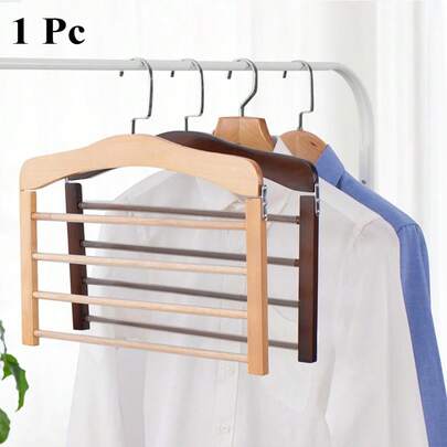 1 pieza Percha de madera de varios niveles ahorradora de espacio - Organizador de armario duradero para corbatas, bufandas y talla grande, ideal para la organización del armario, almacenamiento de ropa