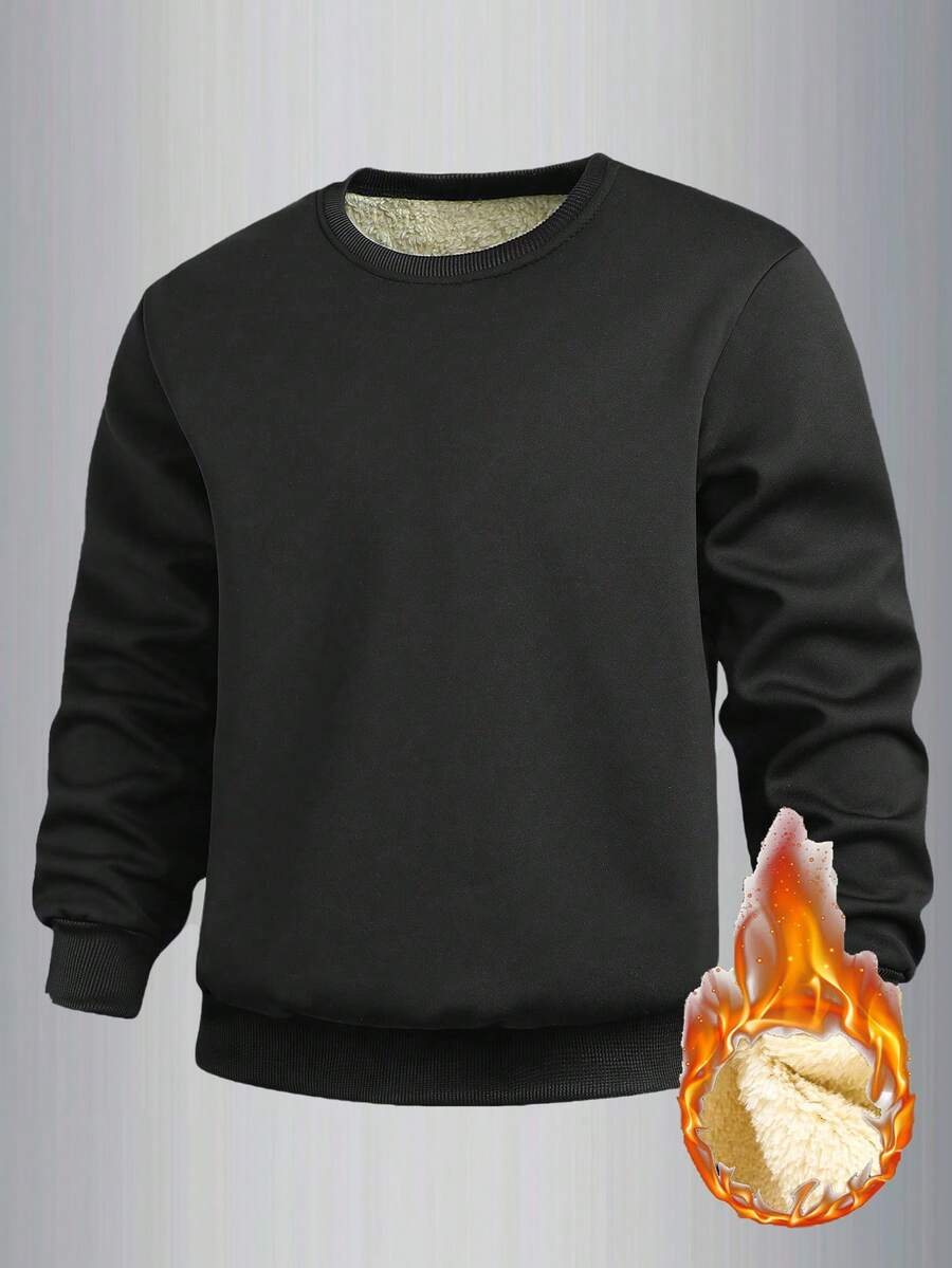 Moletom masculino para esportes ao ar livre no inverno, pulôver casual versátil e moderno para caminhadas, ciclismo, corrida, com forro térmico e lã