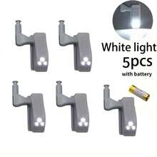 10/5 buc. Lumini LED pentru balamale de dulap cu senzor de mișcare, activate tactil, iluminare automată pentru dulapuri, instalare semi-încorporată, culoare alb cald, pentru bucătărie, dormitor, uși de dulap, sertare, dulapuri de vin și alte spații de depozitare (bateriile nu sunt incluse)