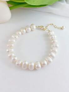 1条天然淡水巴洛克珍珠手链，不对称造型独特，优雅时尚，女士饰品 - 彩色 - 查看 8