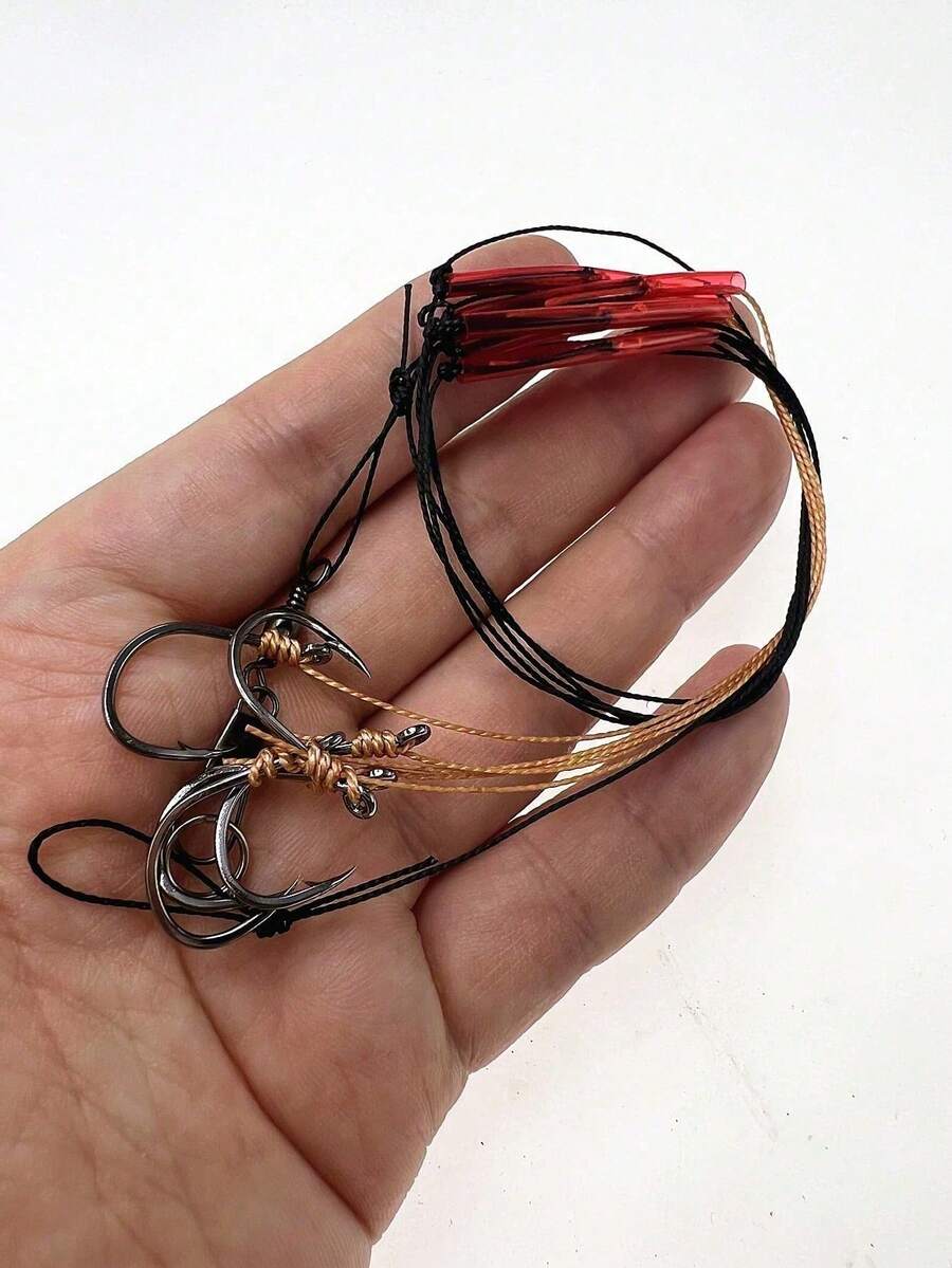 5 Packs Fishing Treble Hooks, Sturdy Stainless Steel Barbed Hooks For Carp, Crucian Carp, Bream, Bass Fishing, Anti- Fishing Tackle Accessories - Black - View 1