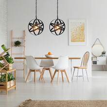 Industrial Plug-in Globe Pendant Light E26 Base Vintage Spherical Hanging Lights Lantern 14.76ft Power Cable and ON/Off Switch for Living Room Kitchen Restaurant (without bulb) - Tipo de Enchufe A USA (110-127V) - Ver 5