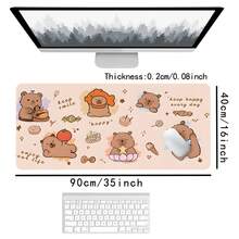 Capybara Cartoon Gaming Mouse Pad, Large XL Extended Keyboard Desk Mat, HD Print Beige Rubber Base, Non-Slip PC Mouse Mat, Desk Accessories For Home & Office - 90x40公分(35.4x15.7吋) - 查看 9