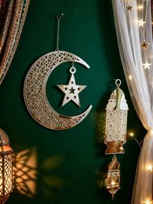 1件月相墙饰，月亮、星星和灯笼挂件，波西米亚风格墙画，客厅卧室波西米亚家居装饰，神秘灵性墙饰，简约装饰，家庭聚会装饰，季节性节日装饰 - 彩色 - 查看 5