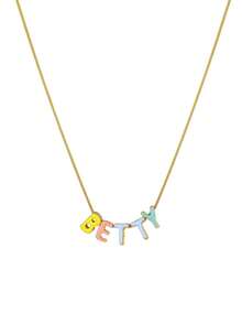 Customized Cute 3D Enamel Bubble Letter DIY Sliding Necklace, Uppercase Letter A-Z Personalized Engraved Oil Drop Letter Pendant, Minimalist Birthday Wedding Engagement Jewelry Valentine's Day Gift - Gold - View 10