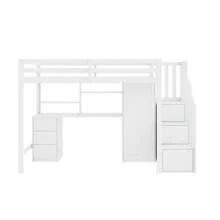 Bunk Bed With Desk And Wardrobe, Stairs, Multifunctional Children's Bed, Children's Bunk Bed, Equipped With Drawers And Stair Wardrobe, 90*200cm White - 白色 - 查看 11