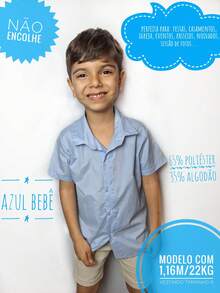 Boys' Short-Sleeved Dress Shirt - Cotton Fabric - (Sizes 2 To 14) - 淺藍色 - 查看 3