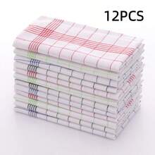 1/2/4/8/12 Stück Geschirrtücher, 4 Farben Küchentücher. Gittermuster Küchentücher. Gestreifte und karierte Küchentücher. Blau kariert, rot kariert, schwarz kariert, für Küche und Esszimmer, Küchenzubehör