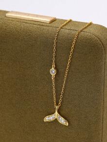 1件S925纯银美人鱼尾吊坠项链，镶嵌立方氧化锆，时尚简约，适合日常佩戴、节日、约会以及赠送朋友。