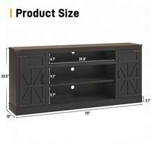 66"/75" Farmhouse Coffee Bar With Charging Station, Sideboard Buffet With Large Storage, Wood Storage Cabinet With Adjustable Shelves For Kitchen, Living Room - 黑色 - 查看 7