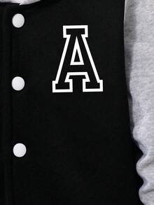 Toddler Boys' Letter Print Baseball Jacket And Pants Set - Black - View 4