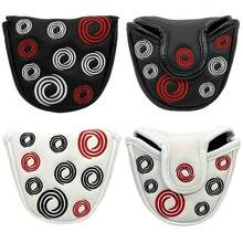 1pc Durable PU Leather Super Soft Embroidered Golf Club Head Cover With Magnetic Buckle, Putter Cover Suitable For Outdoor Enthusiasts Of Both Genders