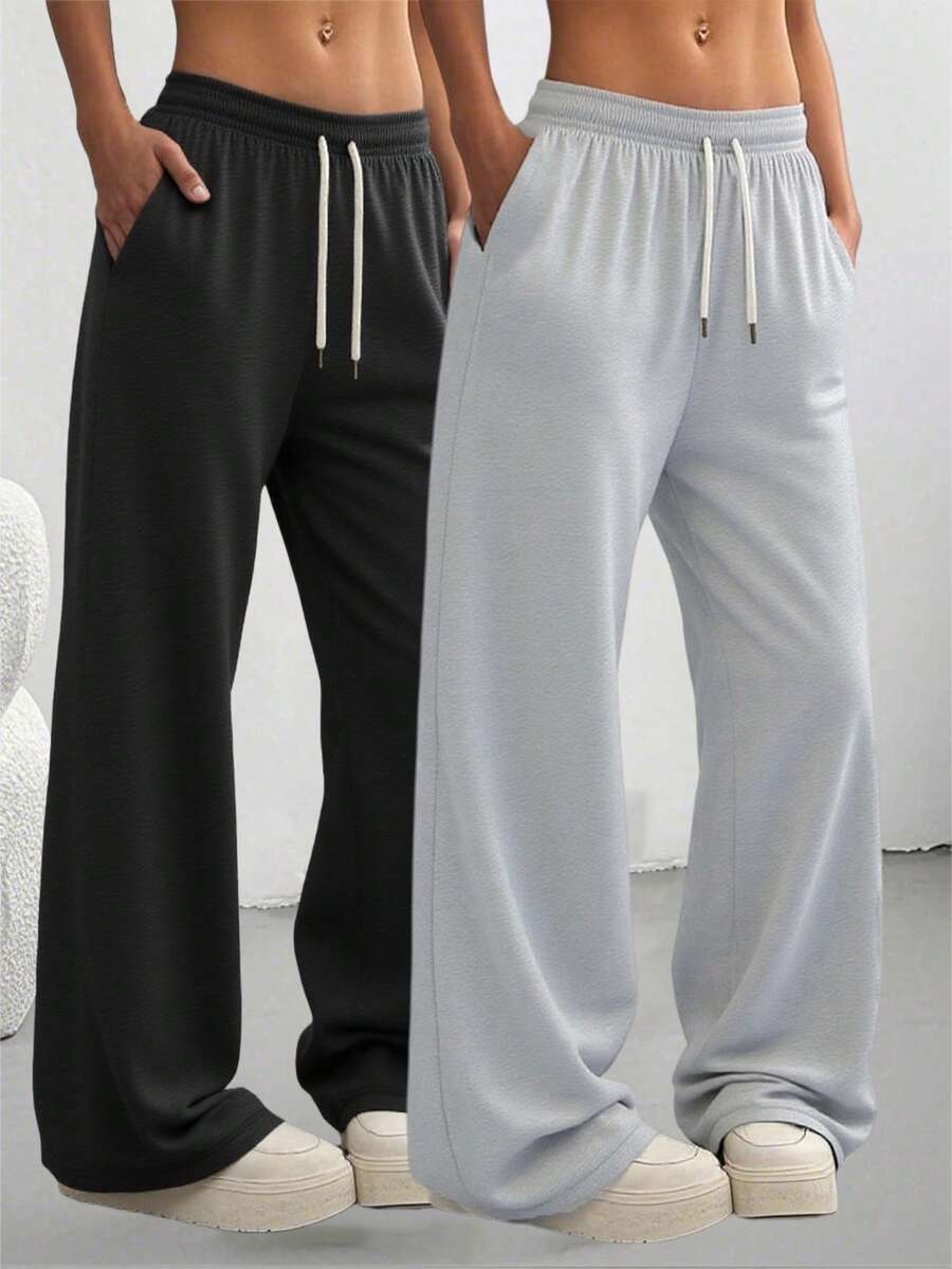 Women's Casual Loose Straight Leg Pants, Suitable For Running, Workout, Gym, Outdoor Travel, High Street Fashion, Breathable, All Season - Grey - View 1