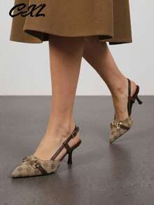 أحذية نسائية ذات كعب عالي وأصبع مدبب مع إبزيم، تطريز زهري رجعي وأشرطة خلفية، أحذية رسمية نسائية مريحة