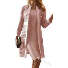 New Women's Lace Cardigan Dress Two-Piece Jacket - trắng - Xem 7