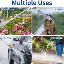 高压清洗机水枪，双喷嘴，黄铜长柄花园软管喷枪，喷洒模式可调 - 适用于洗车、园艺和表面清洁 - 耐用黄铜结构，符合人体工程学设计，高压清洗枪 - 彩色 - 查看 9