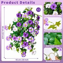 1/2/4/6pcs Hanging Artificial Petunia Flower Bouquet, Creative Silk Fake Flowers With Green Leaves, Long-Lasting, UV-Resistant, Non-Fading, Suitable For Home, Wedding, Garden Party, Patio, Balcony, Planter Box Decor, Valentine's Day Gift - Multicolor - View 14