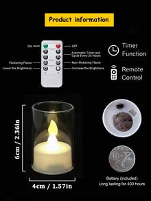 6/12/24pcs Flameless Candle Lights With Timer/Remote Control, LED Tea Lights, Battery Powered, Timed Flameless Votive Candles, Suitable For Home, Wedding, Party, Halloween, Christmas, Dining Table, Holiday Centerpiece Decor - 白色 - 查看 11