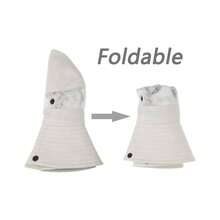 Womens Summer - Hat Outdoor Fishing Hat Wide Brim Foldable - Beach - Bucket - Hat With Ponytail - Hole - Trung bình + Màu be - Xem 3