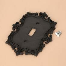 1pc Gothic Style Carved Switch Decorative Panel, Vintage Art Lighting Wall Control Panel, Home Wall Switch Beautifying Accessory, Comes With Screws, No Power Supply Needed - Black - View 11