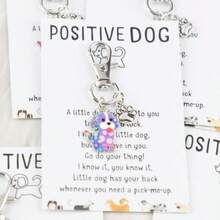 6pcs Unique Creative Cute Puppy Design Keychain Set With Positive Energy Dog Cards, Ideal For Birthday, Wedding, Christmas Party, Home And Kitchen Party Small Gifts - Multicolor - View 2