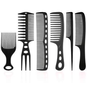 Combs For Hair Stylist, 6 Pcs Styling Comb Set Wide Fine Tooth Rat Tail Comb Hair Picks Texture Combs With Double Side Tail Hair