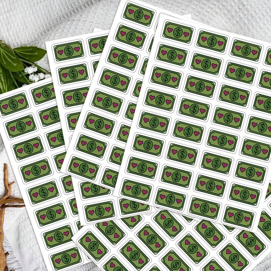 32/64/160Pcs Payday Planner Stickers, Money Savings Financial Planning, Finance Stickers, Pay Day Money Stickers, Funny Journal Stickers,School Supplies,Back To School,Valentines Day Sticker Self Adhesive Cute Watercolor Girly Sticker For Water Bottle Envelope Seal Card Gift Baby Shower Party Decor - Green - View 1
