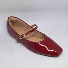 Sapatilha Feminina Mary Jane Bico Quadrado Verniz  Simples    básico  elegante Carnaval - Vermelho - Visão 2