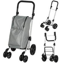 HOMCOM Shopping Trolley, 46 Liter Bag, Foldable Shopping Trolley With Cooler Bag, Adjustable Handle, Aluminum Frame, Gray (On Site)