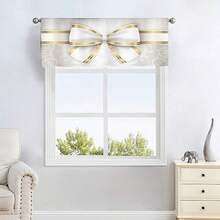 2 Panel 28"X40"/1 Panel 18"X60" [Elegant White Golden Bowknot] Elegant White Golden Bowknot Curtains - Polyester, Rod Pocket Design For Living Room, Bedroom, Kitchen & More - Perfect For Home Decor & Parties - 樣式-1 - 查看 2