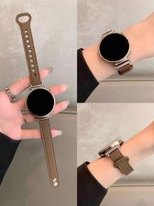 Correa de reloj de cuero genuino de tamaño estándar de 18 mm, 20 mm, 22 mm - Banda de reemplazo de moda, compatible con Huawei, Galaxy Watch 7 6 5 4 de 40 mm y 44 mm, Galaxy Watch 5 Pro, Galaxy Active 2, Watch 6 4, GT6 GT5 GT4 GT3 GT2 Pro, diseño unisex - marrón - Ver 6