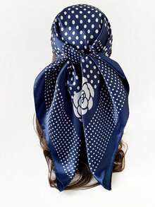 1pc Bandana Scarf, New Polka Dot Chain Print Women Square Scarf, Headscarf - Multicolor - View 12