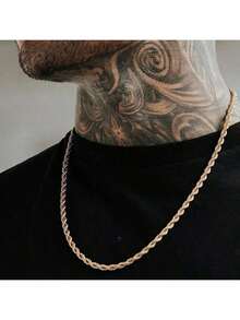 Minimalist Middle Eastern Stylish Gold Twisted Thick Necklace, 18K Gold Plated Neck Jewelry Accessory, Gift For Women And Men